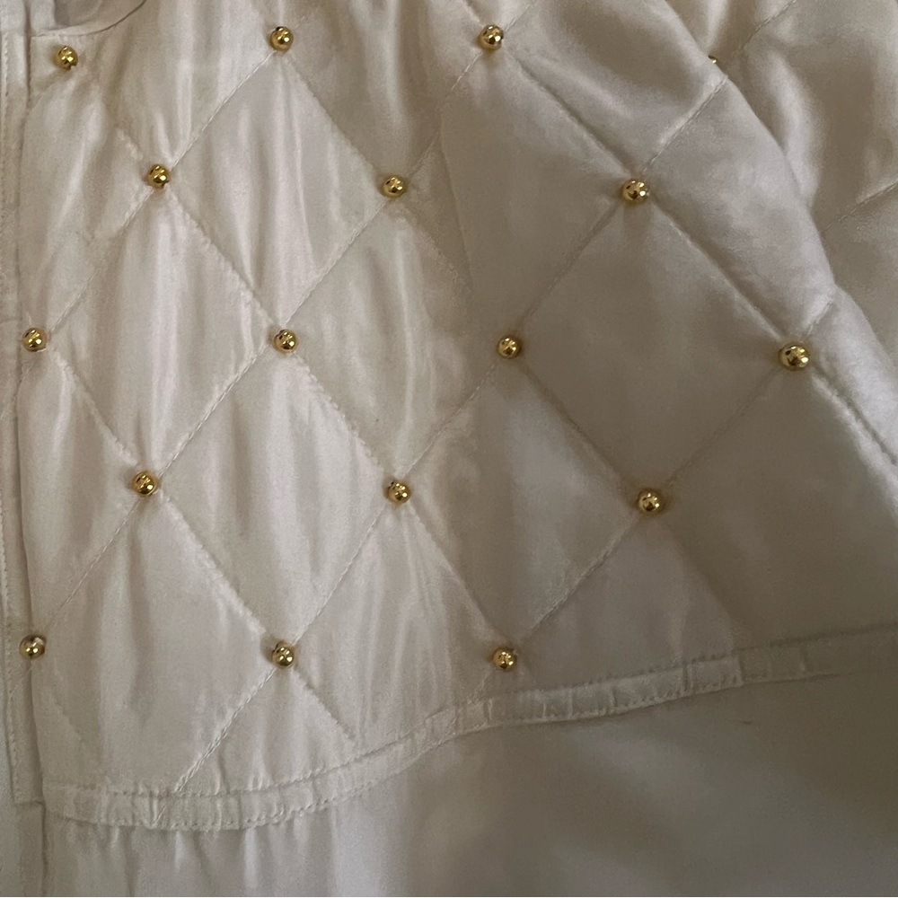 COACO Vtg 100% Silk Gold Pearl Embellished Bomber Jacket NWT - Picture 5 of 10